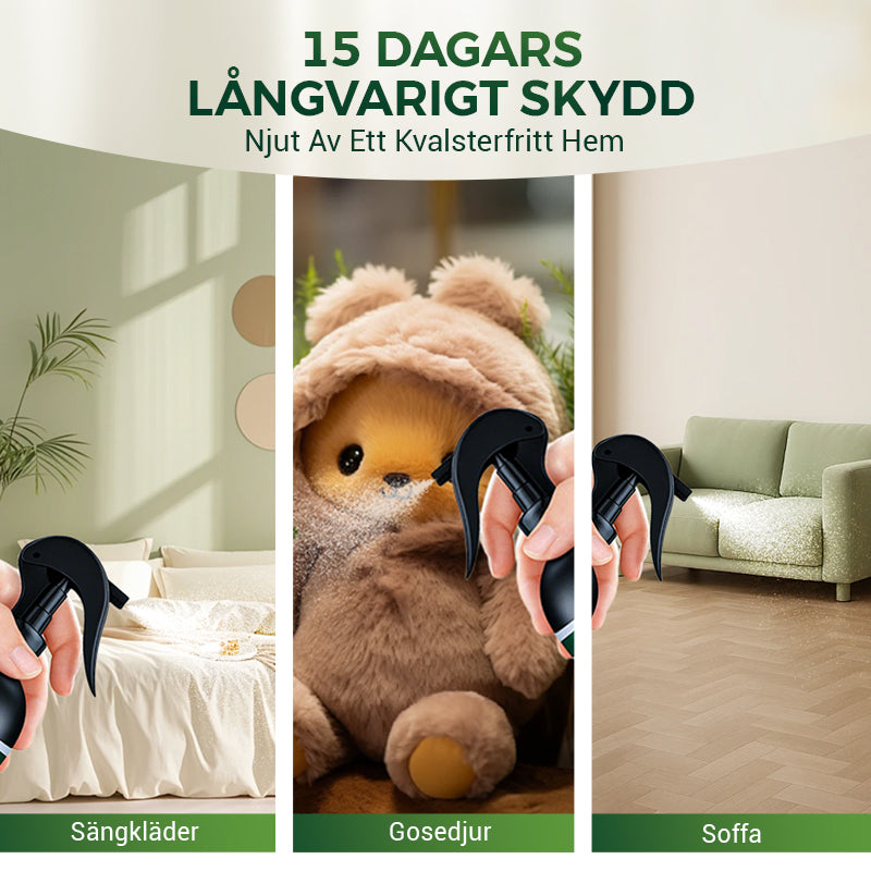 🔥 KÖP 2 FÅR 3! 🌿 KVALSTERSPRAY - Eliminerar Alla Kvalster Omedelbart, Skonsam för Hud och Textilier, Luktfri och Snabbverkan 🛏️✨