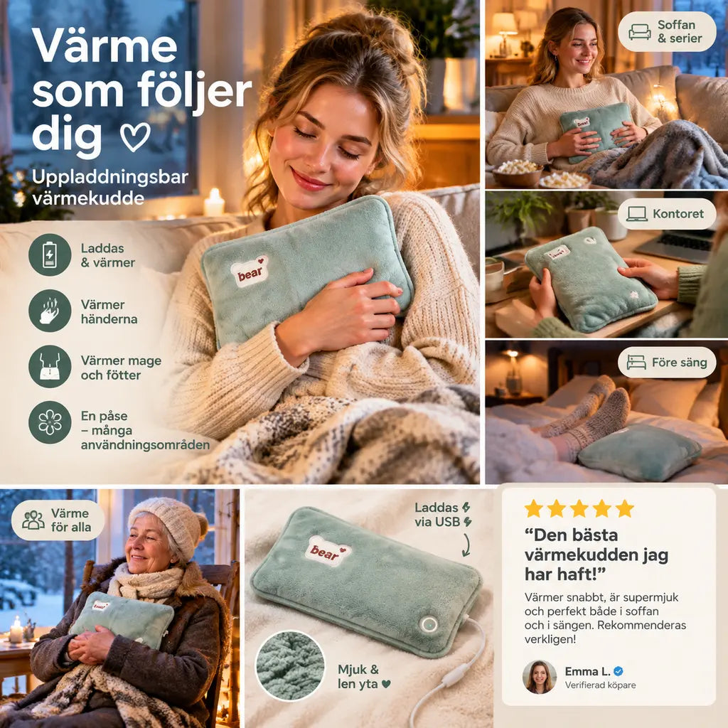 🔥50% RABATT NU! 🧊 Laddningsbar värmeflaska, explosionssäker värmedyna 🧤❄️
