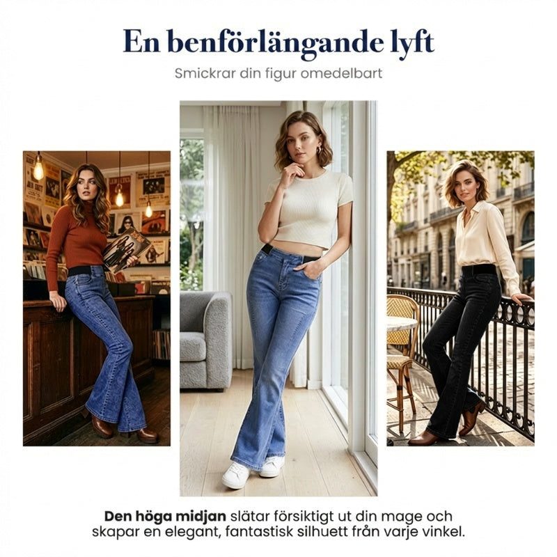 👖✨ 50% RABATT! | Högmidjade Stretchiga Flare-jeans – Slim Fit & Klassisk Flare!