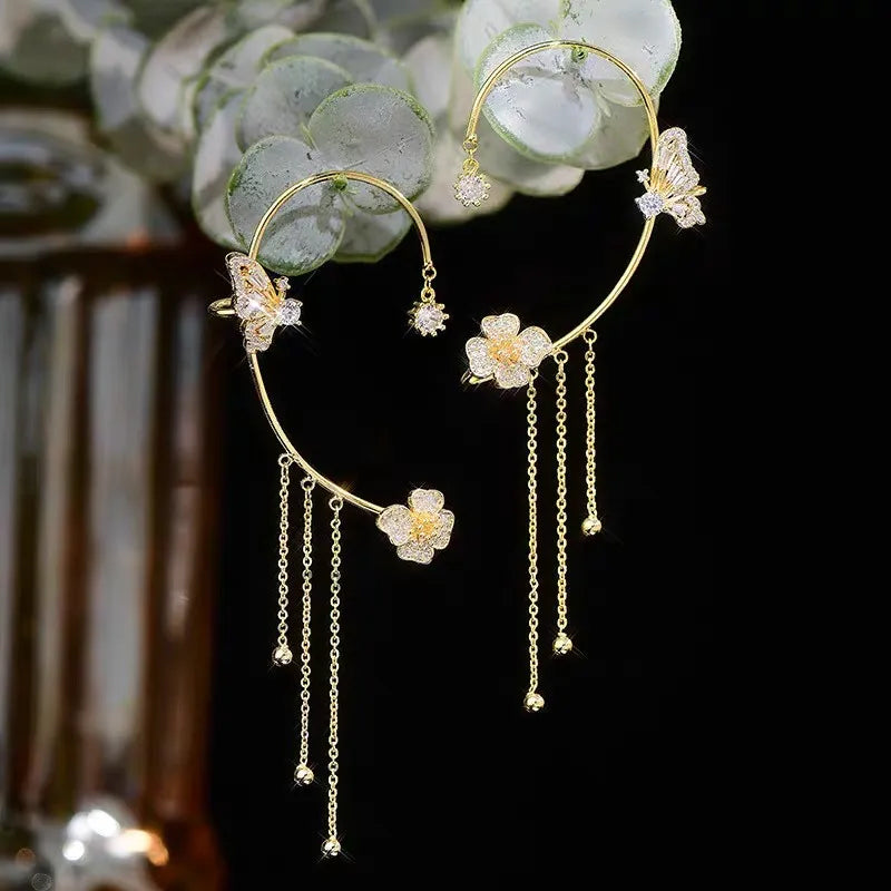 💕Valentinsdagsspecial – 50 % rabatt💕Enkla örhängen med fjärils- och blommotiv samt tofsar – eleganta och bekväma, ingen piercing krävs 🌸🦋