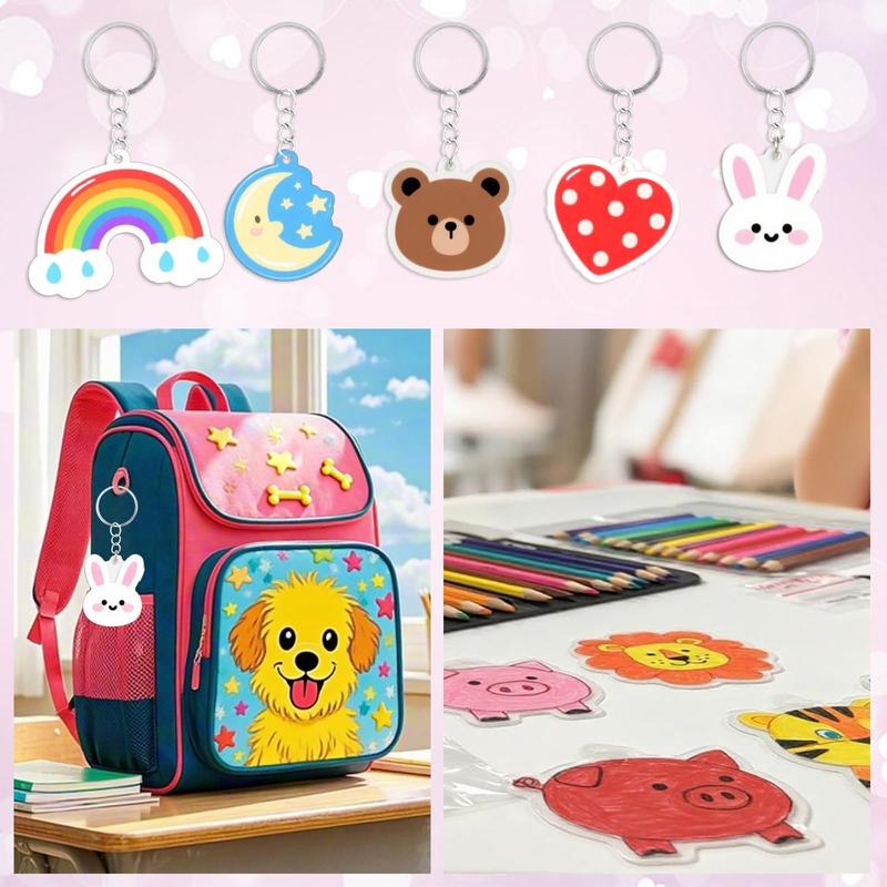 🔥Tidsbegränsad 50 % rabatt！✨DIY Shrinky Dinks nyckelringsset – kreativ barnaktivitet och perfekt som partygåva