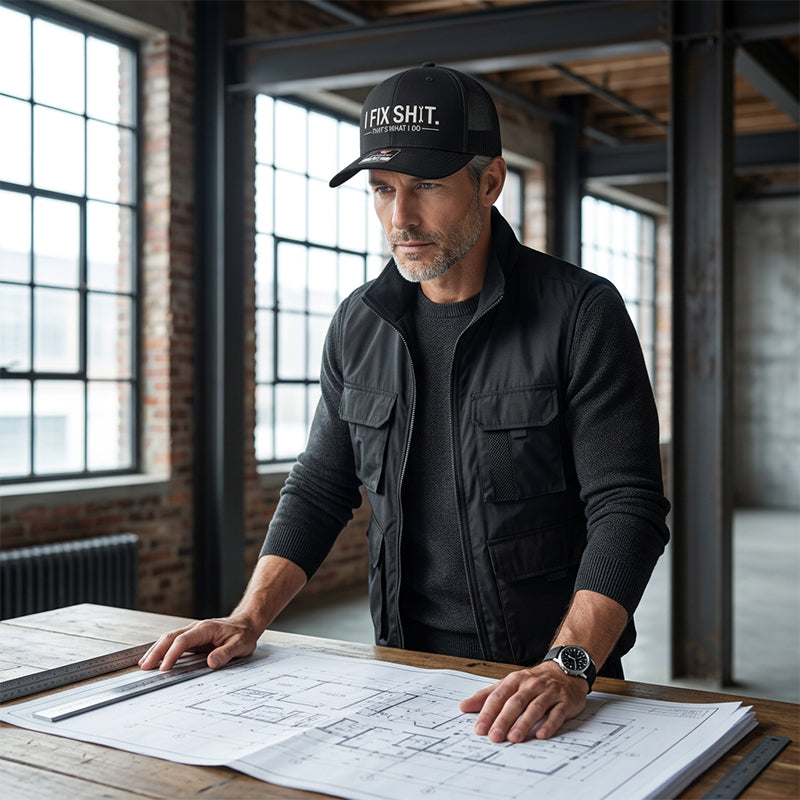 🔥Nyhet 2026 & Storsäljare🔥Trucker-keps med nätbakstycke och broderat ”I Fix Shit” – Andningsbar solhatt för utomhusbruk🧢☀️
