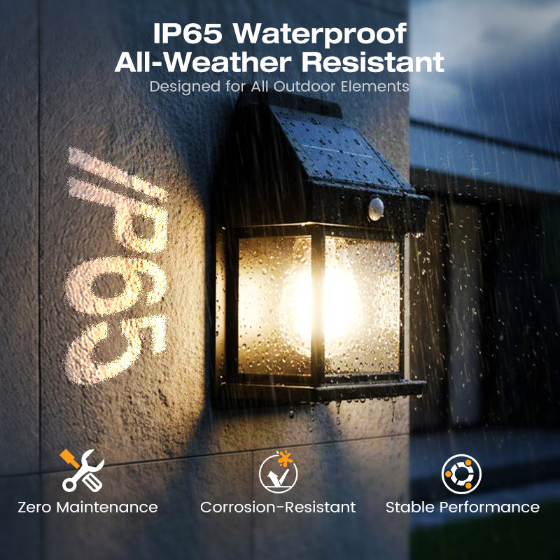 ☀️💡 Solcellsdriven vägglampa med rörelsesensor – IP65-vattenskydd, trådlös installation och smart utomhusbelysning 🏡✨