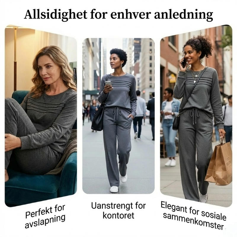 ⏳Begränsad tid 50 % rabatt⏰Damtröja med rund hals och byxor med dragsko👚👖