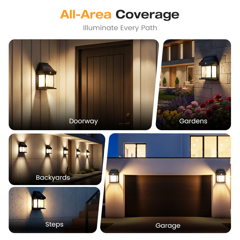 ☀️💡 Solcellsdriven vägglampa med rörelsesensor – IP65-vattenskydd, trådlös installation och smart utomhusbelysning 🏡✨