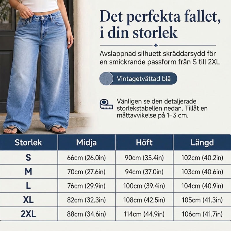 🔥 50% RABATT! ⏰ Lättillverkad Chic Slapppassande Vida Ben Jeans – Gradientvättad, Högkvalitativt Jeansmaterial & Komfort Hela Dagen 👖✨