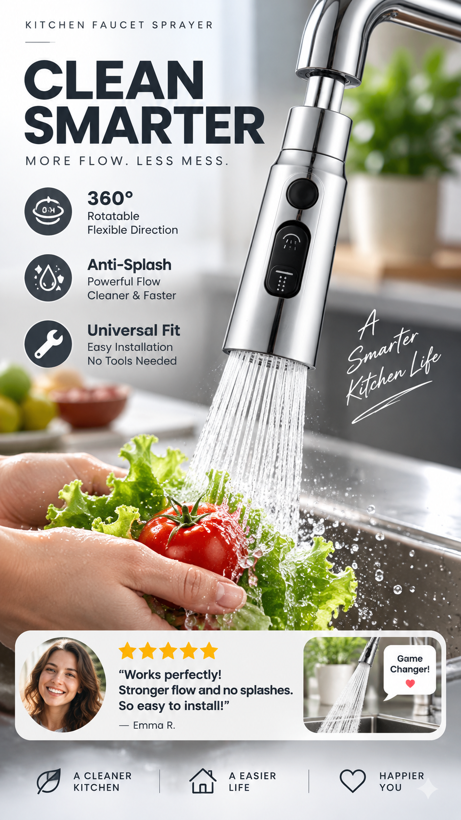 ✨ 50 % RABATT JUST NU✨ 360° roterande högtryckskran med adapter – flexibelt vattenflöde för enklare rengöring 🚰✨