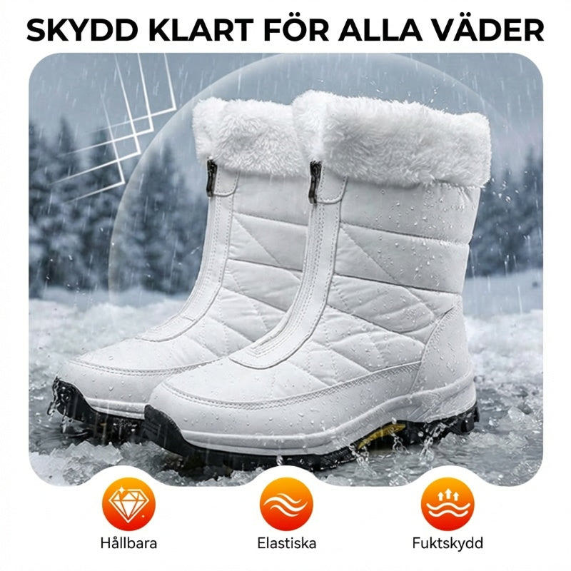 Halkfria, varma snöstövlar med dragkedja för kvinnor