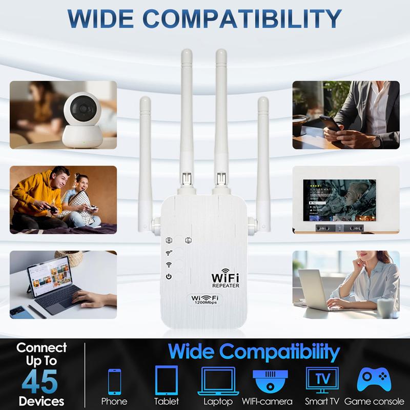 📶 50% REA NU! 🔥 WiFi-förlängare 1200Mbps - Dual Band & 10 000 kvm Täckning, Perfekt för Hemmet och Kontoret ✨