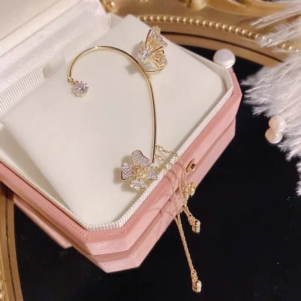 💕Valentinsdagsspecial – 50 % rabatt💕Enkla örhängen med fjärils- och blommotiv samt tofsar – eleganta och bekväma, ingen piercing krävs 🌸🦋