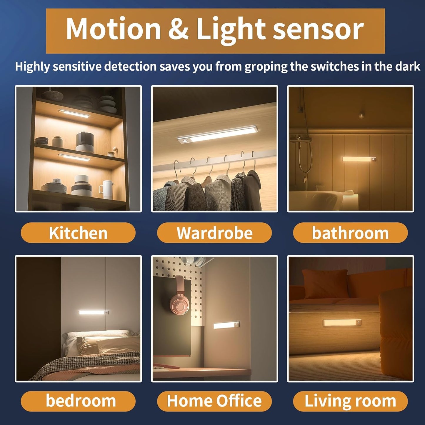 🏆 Het rea - 49% RABATT 🔥3-färgad belysning Stansfri smart sensor magnetisk uppladdningsbar LED-lampa
