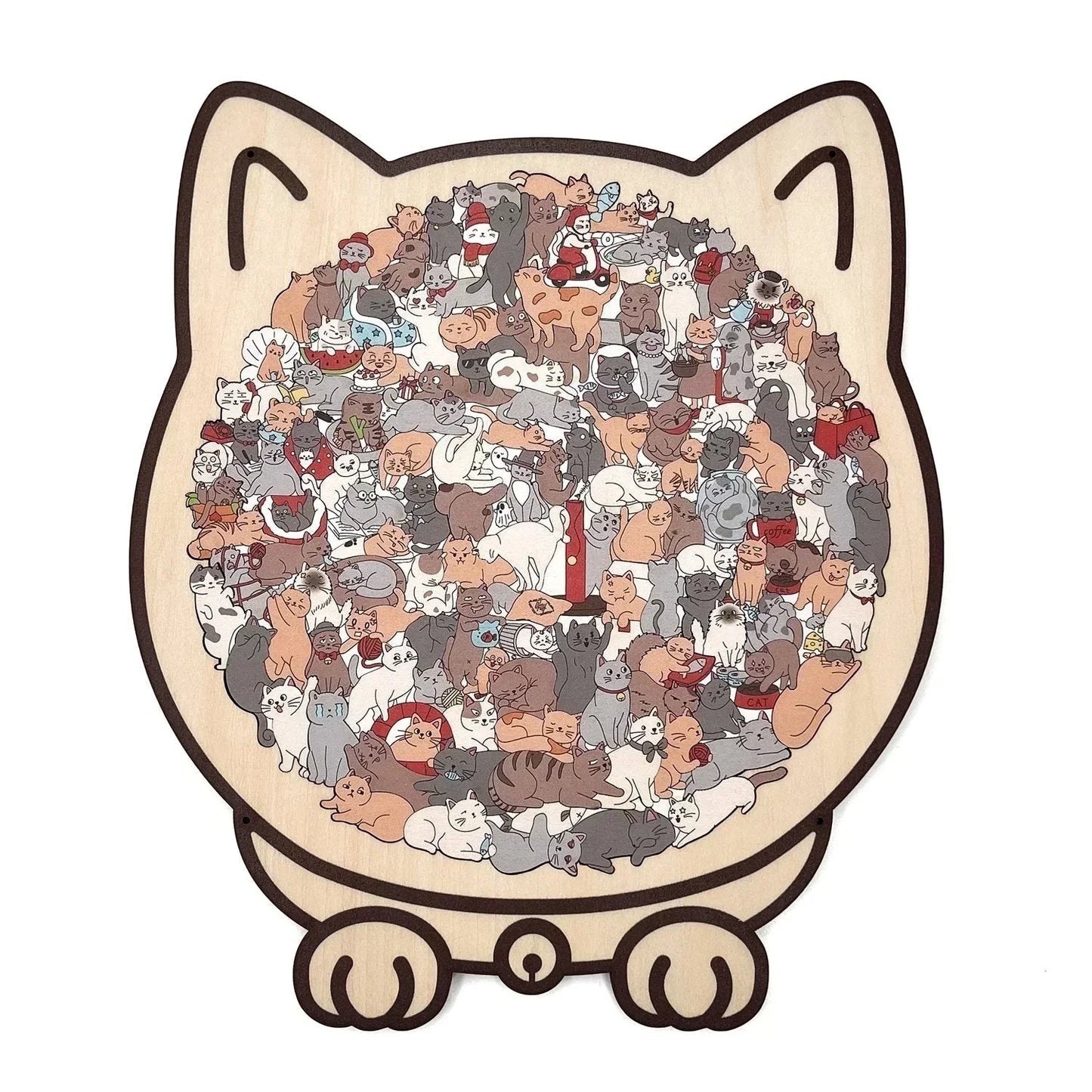 🎁 Julrea -50% RABATT 🎅 135-bitars träpussel med katt i Morandi-färgen
