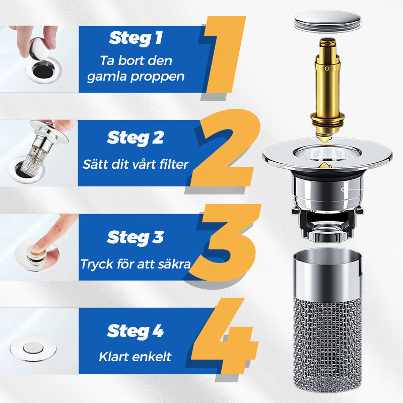 🚰 KÖP 1 – FÅ 1 GRATIS! ✨ Universellt avloppsfilter för diskho – fångar upp avfall utan att blockera vattnet, enkel installation och snabb rengöring 🛠️📦