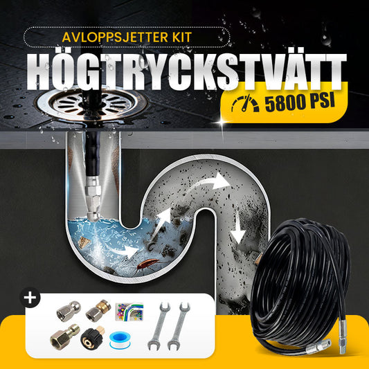 💦 50 % RABATT OMEDELBART! 🚿 5800PSI avloppsrensningssats – högtrycksmunstycke och slang för igensatta avlopp/rör, kompatibel med de flesta högtryckstvättar 🔧📦