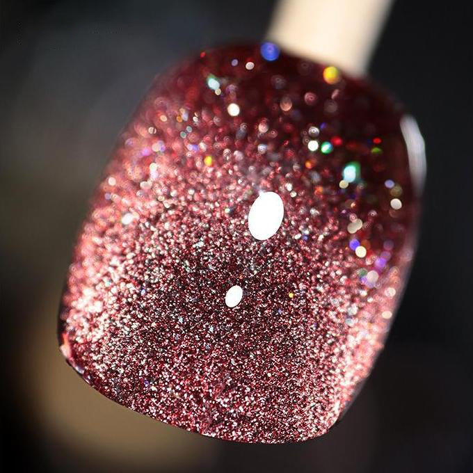 Cat eye gel nagellack, glitter holografiskt nagellack, reflekterande genomskinlig UV gel nagelkonst