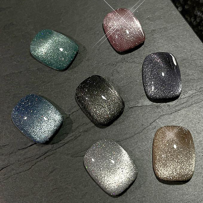 Cat eye gel nagellack, glitter holografiskt nagellack, reflekterande genomskinlig UV gel nagelkonst