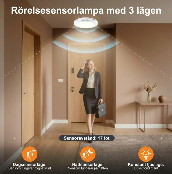 💎50 % rabatt✨Uppladdningsbar LED-taklampa med rörelsesensor💡⚡Tänds med röstkommando: nu slipper du besväret med att trycka på strömbrytare🔌