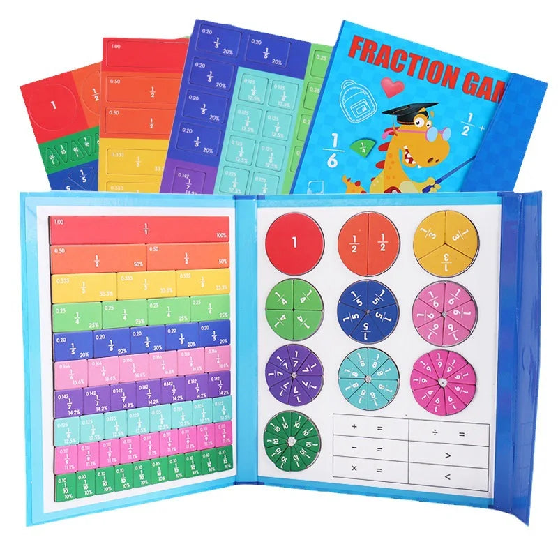 🎁Montessori Magnetisk bok Fraktionspussel för barn