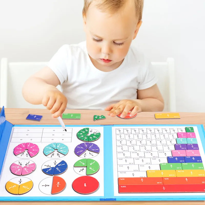 🎁Montessori Magnetisk bok Fraktionspussel för barn