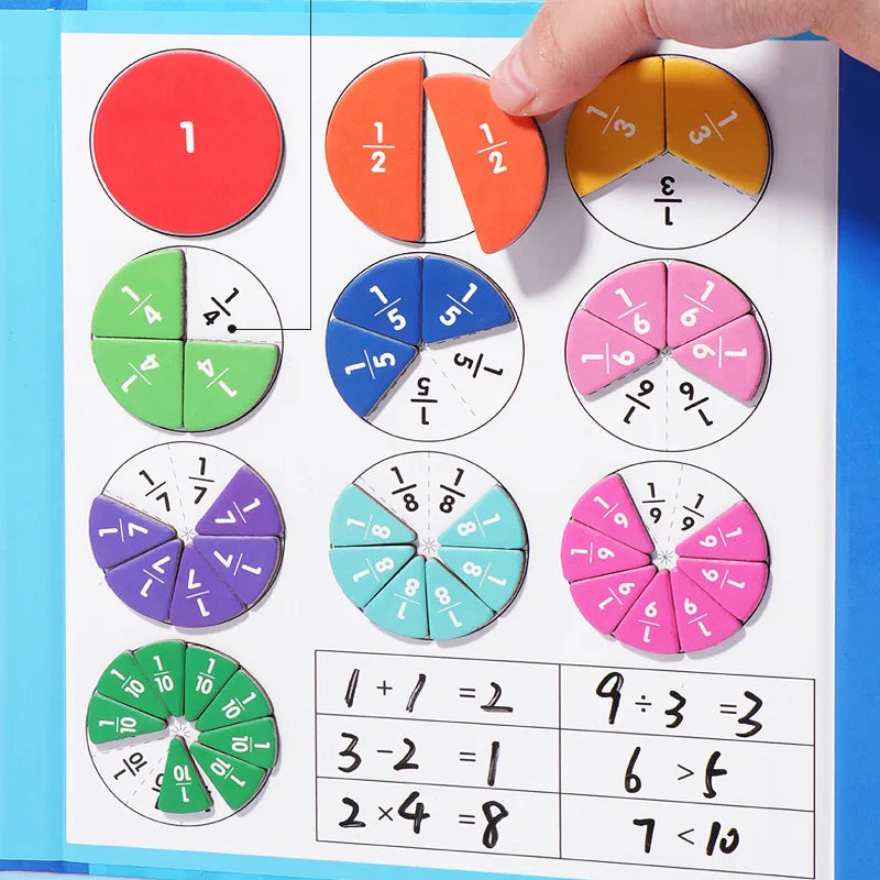 🎁Montessori Magnetisk bok Fraktionspussel för barn