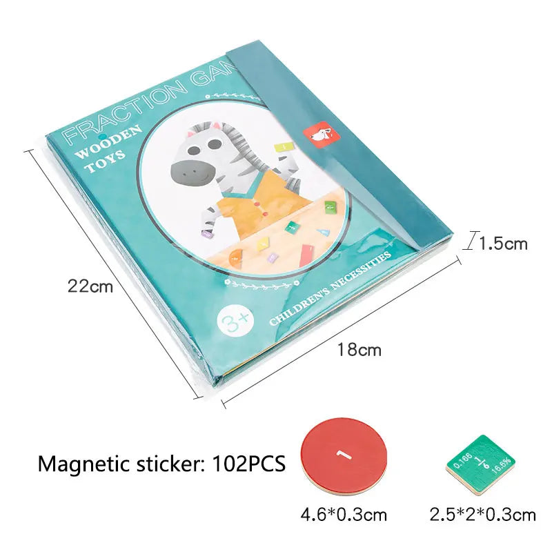 🎁Montessori Magnetisk bok Fraktionspussel för barn