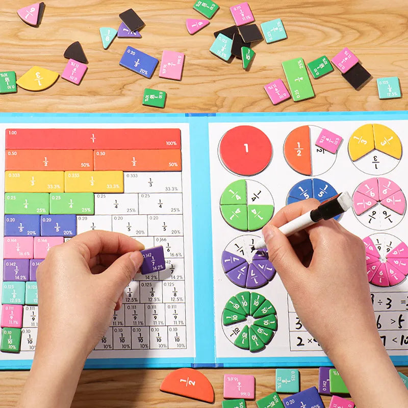 🎁Montessori Magnetisk bok Fraktionspussel för barn