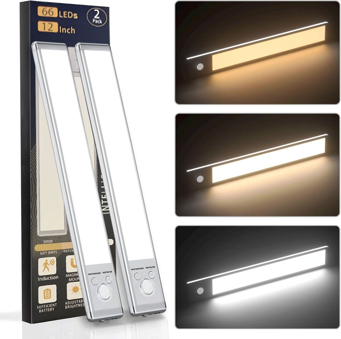 🏆 Het rea - 49% RABATT 🔥3-färgad belysning Stansfri smart sensor magnetisk uppladdningsbar LED-lampa