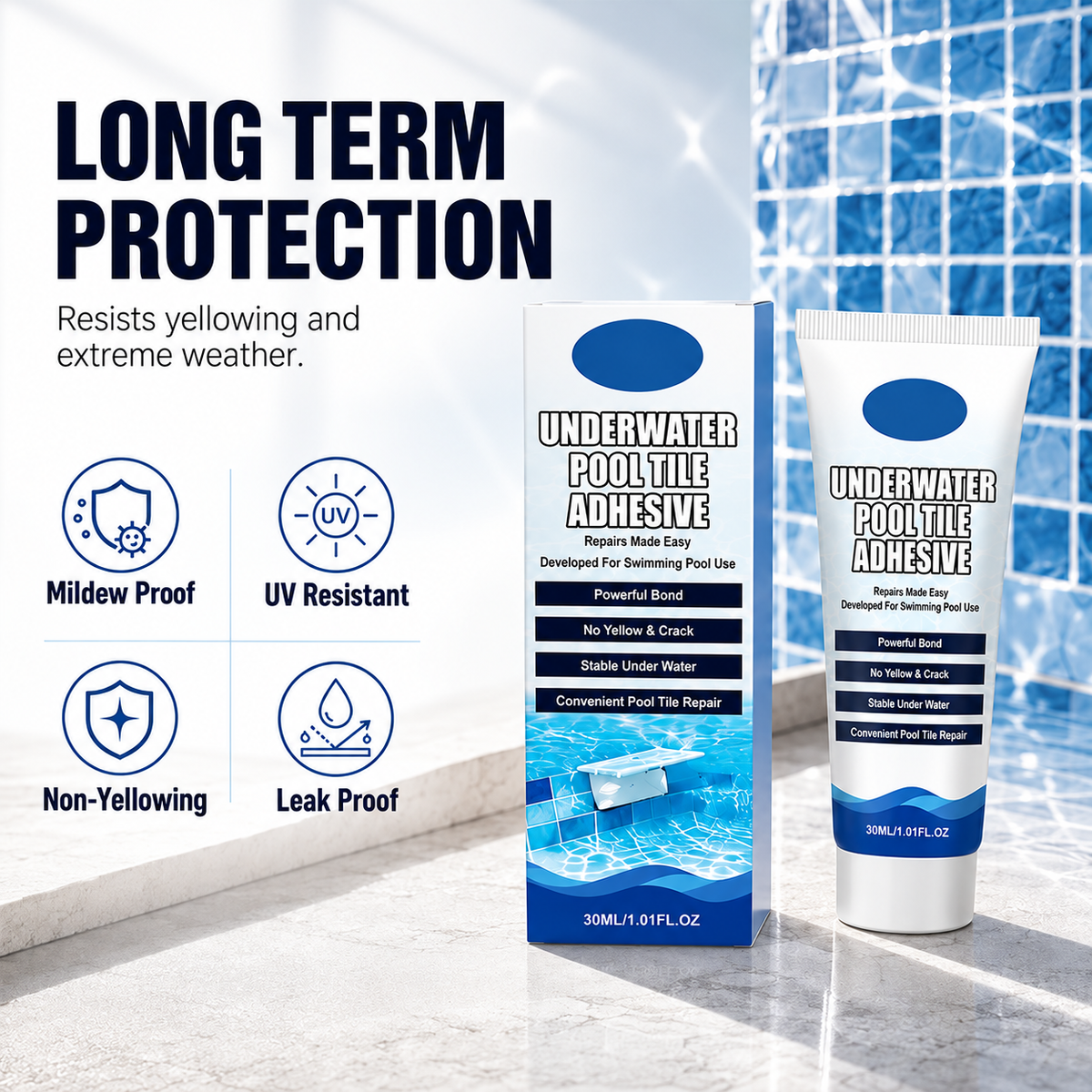 💧 50% RABATT NU! Höghållfast undervattenslim för poolkakel – professionell reparation utan att tömma poolen – snabb bindning, hållbar & estetisk finish ✨