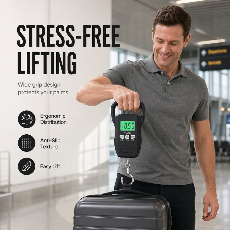 🧳 50 % RABATT NU! ⚖️ Digital handhållen bagagevåg – mät upp till 60 kg, kompakt & bakbelyst display – undvik överviktsavgifter ✨