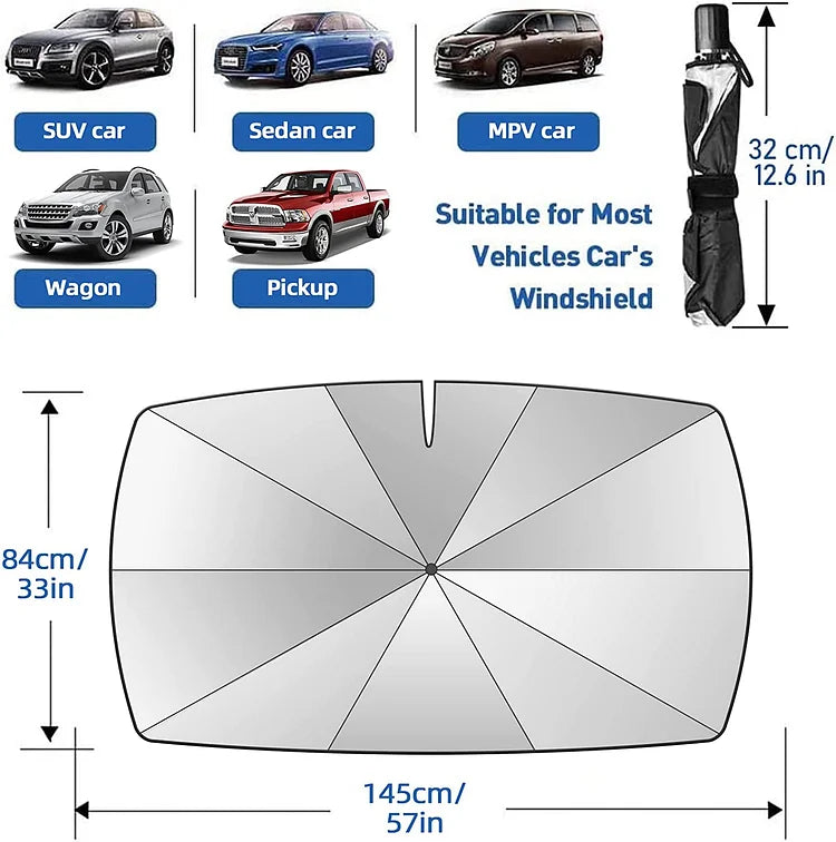 ☀️ 50% RABATT NU!🚗 Sammenlegbart Bilvinduskyld – Blokkerer UV & Varme – Beskytter Dashbord & Interiør 🛡️