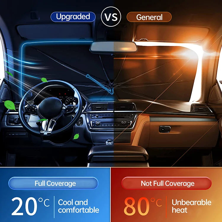 ☀️ 50% RABATT NU!🚗 Sammenlegbart Bilvinduskyld – Blokkerer UV & Varme – Beskytter Dashbord & Interiør 🛡️