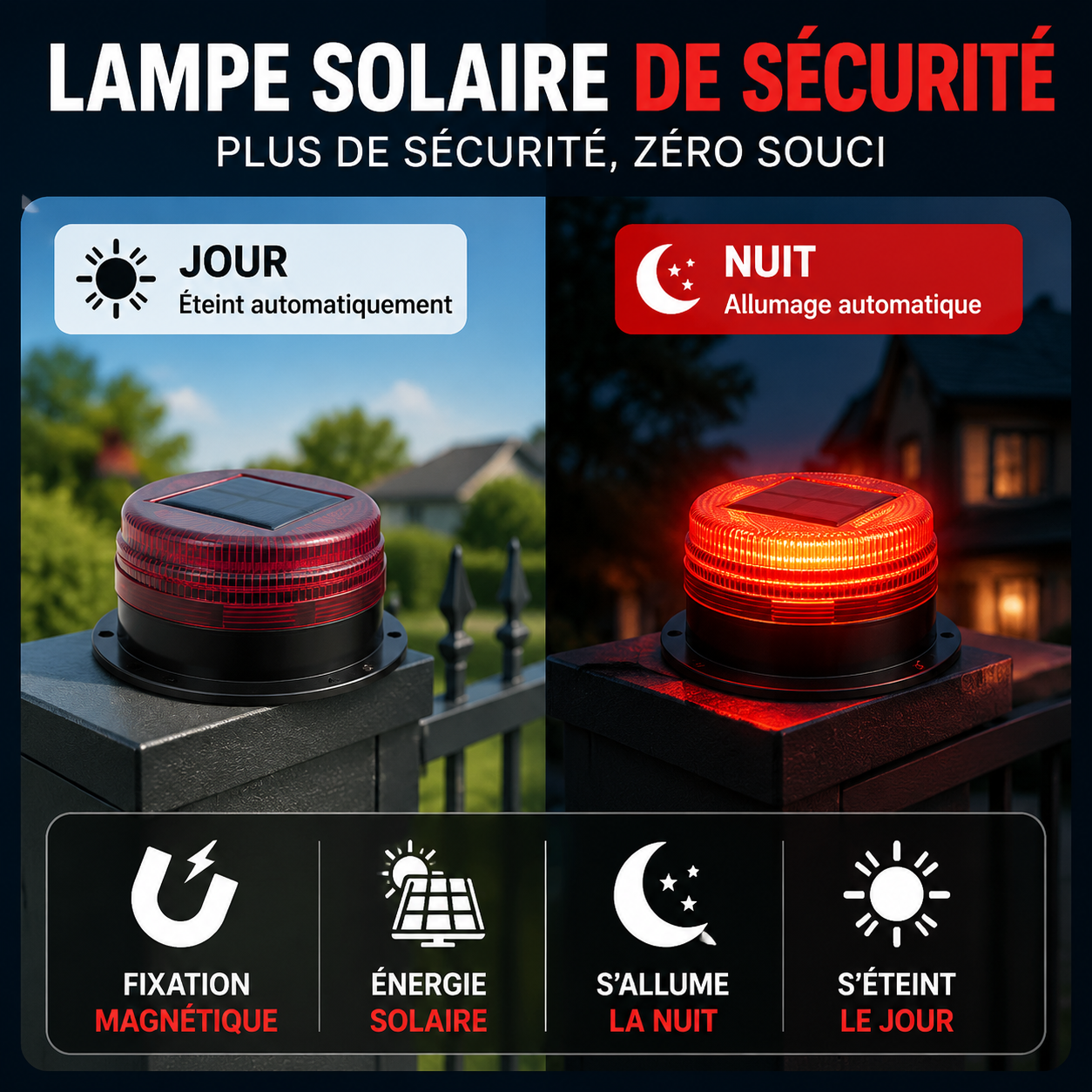 Soldriven blinkande lampa