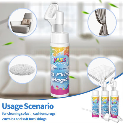 ⏳SISTA DAGEN – KÖP 2, FÅ 1 GRATIS!!💖Yass Clean Magic skumrengöringsmedel för mattor och möbelklädsel – borttar fläckar och lukt från husdjur, med rengöringsborste🧼🪄