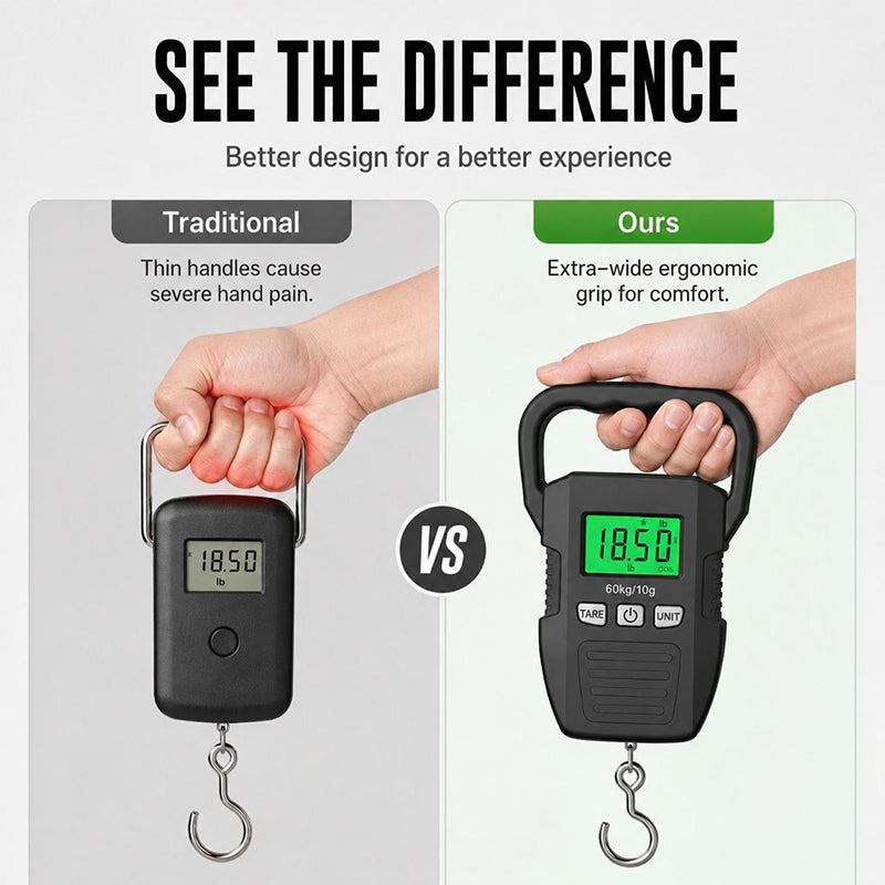 🧳 50 % RABATT NU! ⚖️ Digital handhållen bagagevåg – mät upp till 60 kg, kompakt & bakbelyst display – undvik överviktsavgifter ✨