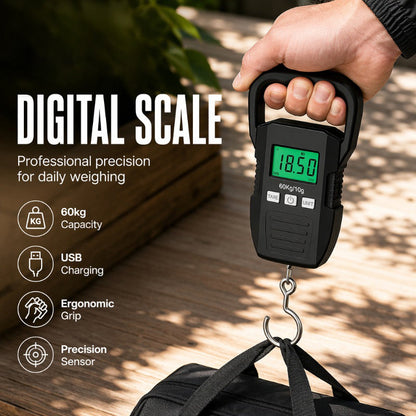 🧳 50 % RABATT NU! ⚖️ Digital handhållen bagagevåg – mät upp till 60 kg, kompakt & bakbelyst display – undvik överviktsavgifter ✨