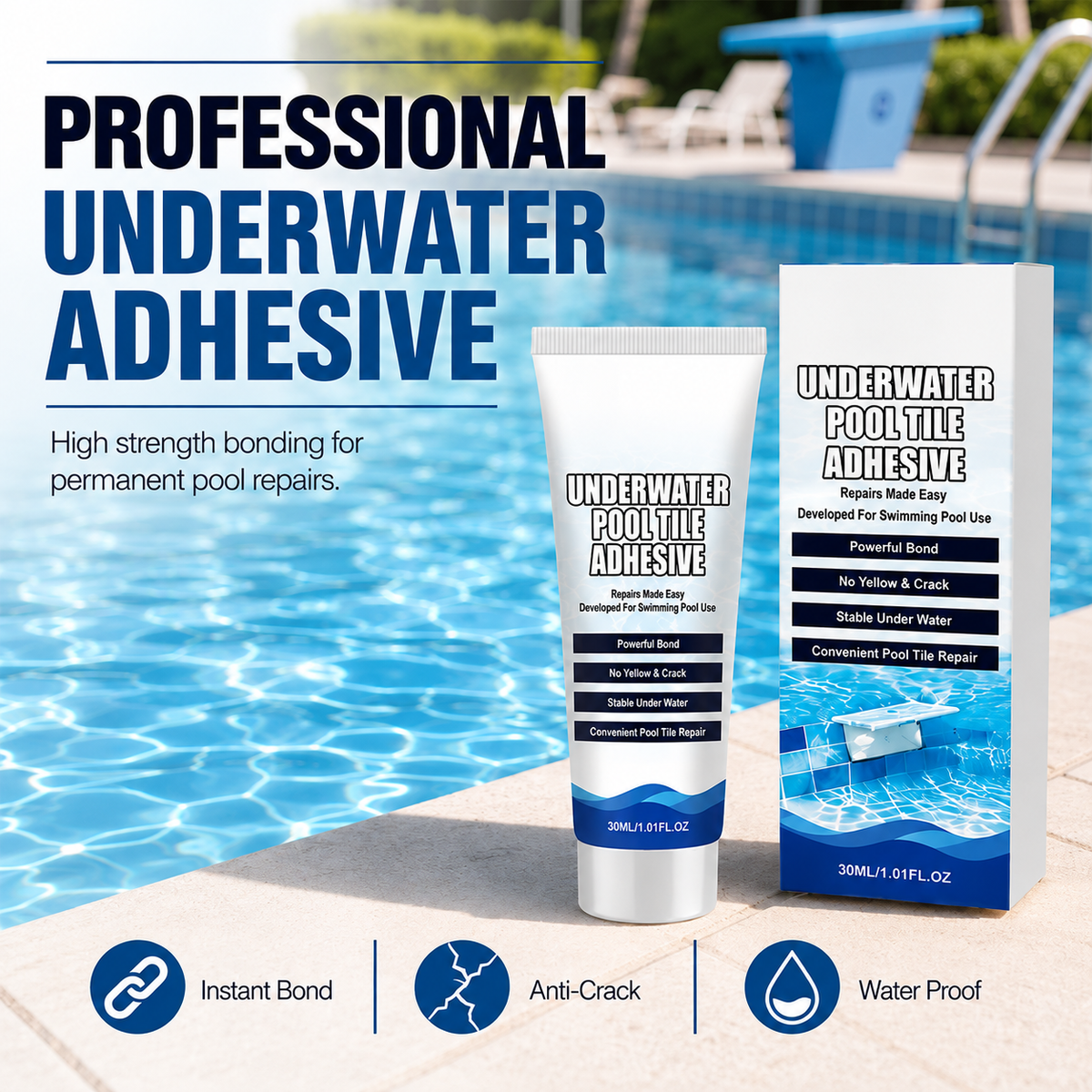 💧 50% RABATT NU! Höghållfast undervattenslim för poolkakel – professionell reparation utan att tömma poolen – snabb bindning, hållbar & estetisk finish ✨