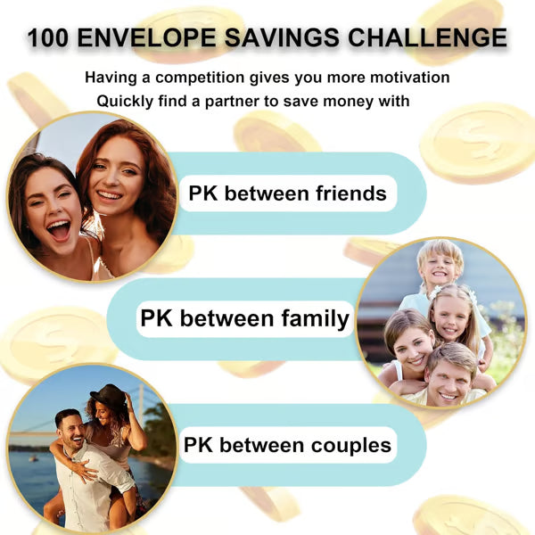 🎁💰 Köp 1, Få 1 GRATIS – Sparutmaningspaket med 100 Kuvert!