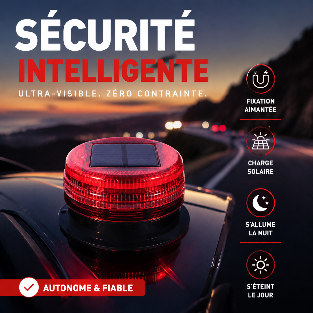 Soldriven blinkande lampa