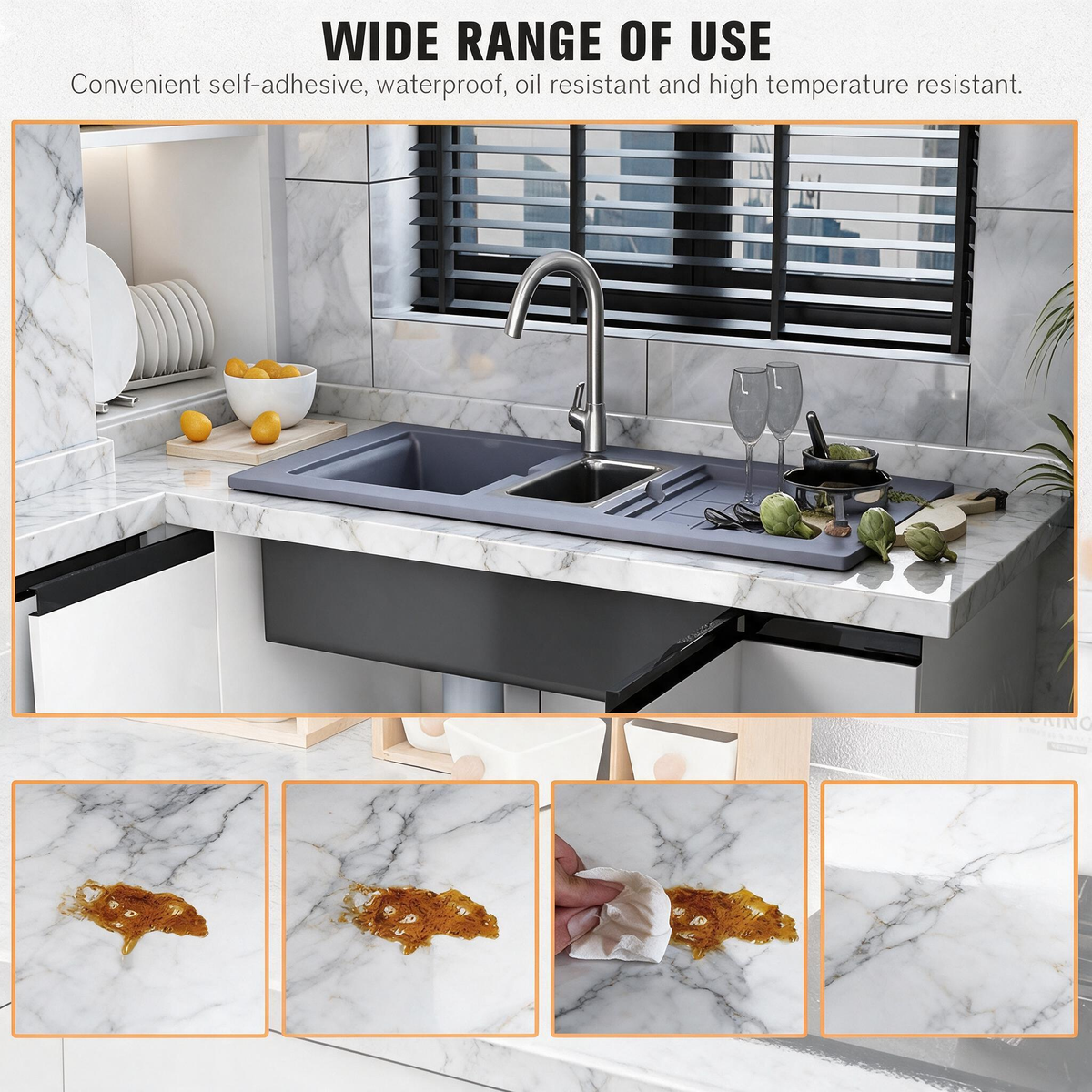 💎🍳50% OFF Marble Kitchen Peel & Stick Wallpaper | Backsplash | Waterproof Kitchen Stickers ✨💧