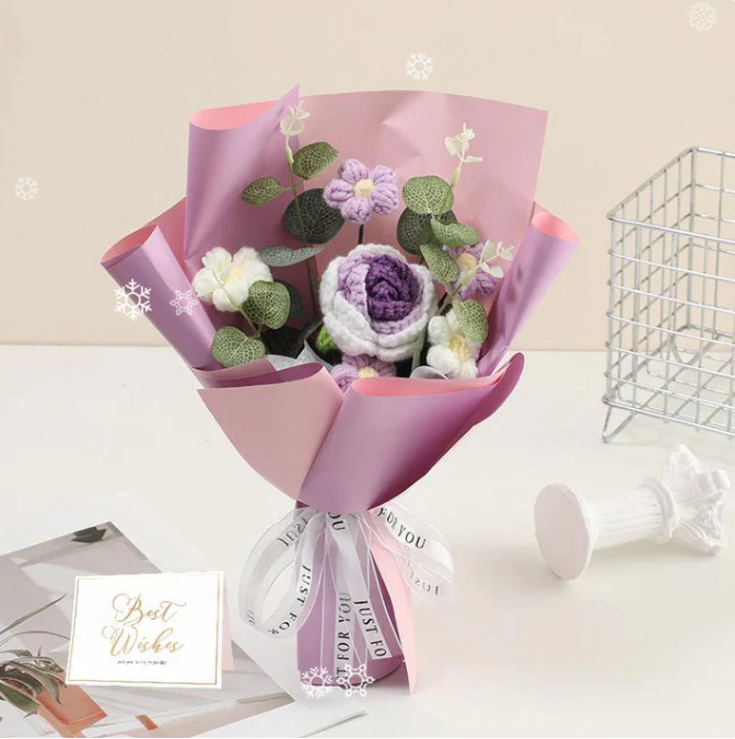 🔥【Mors dag-specialerbjudande!】🔥Handgjord delikat virkad blomsterbukett