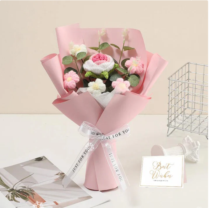 🔥【Mors dag-specialerbjudande!】🔥Handgjord delikat virkad blomsterbukett