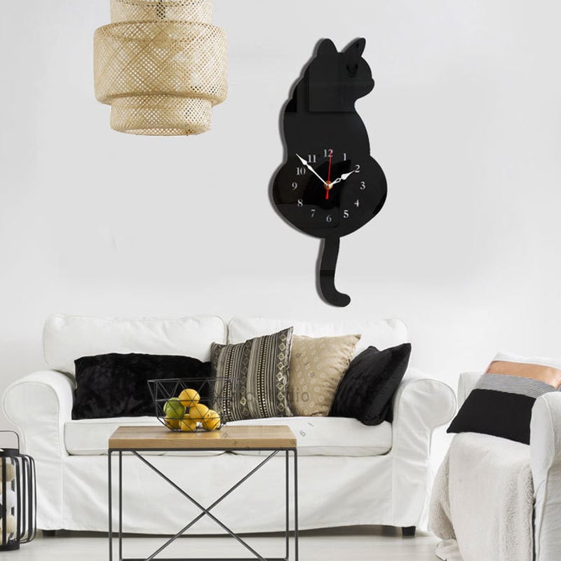 Rea före jul - 49% off-Väggklocka med nordisk katt och viftande svans