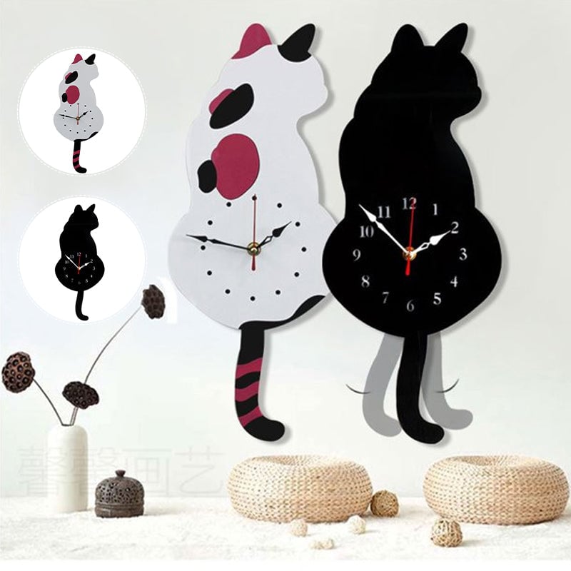 Rea före jul - 49% off-Väggklocka med nordisk katt och viftande svans