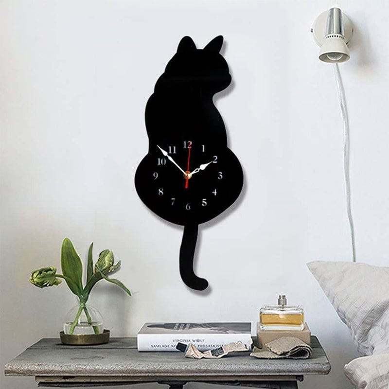 Rea före jul - 49% off-Väggklocka med nordisk katt och viftande svans