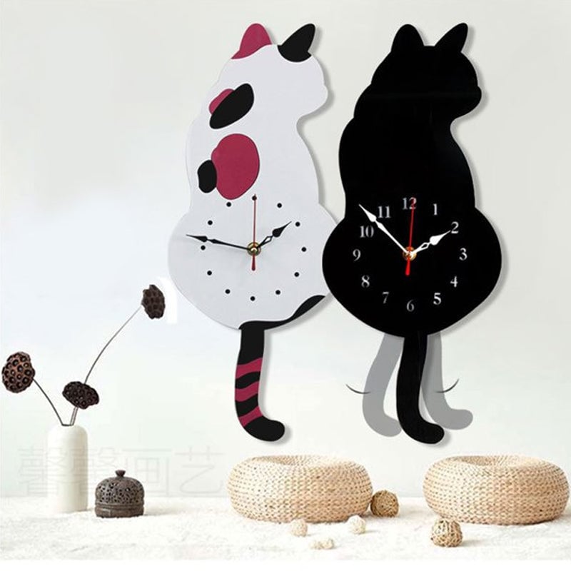 Rea före jul - 49% off-Väggklocka med nordisk katt och viftande svans