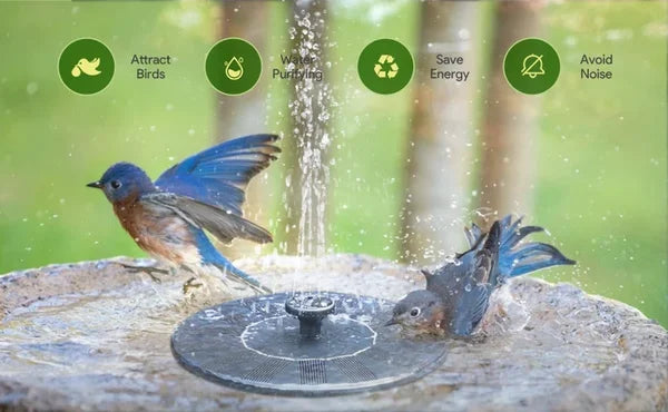 🐦 50% RABATT ☀️ | Soldriven Fågelfontän – 4 Utbytbara Munstycken & 190 l/h