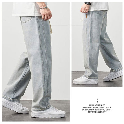 📢60% RABATT!!⏰Männs lockra raka jeans👖💥