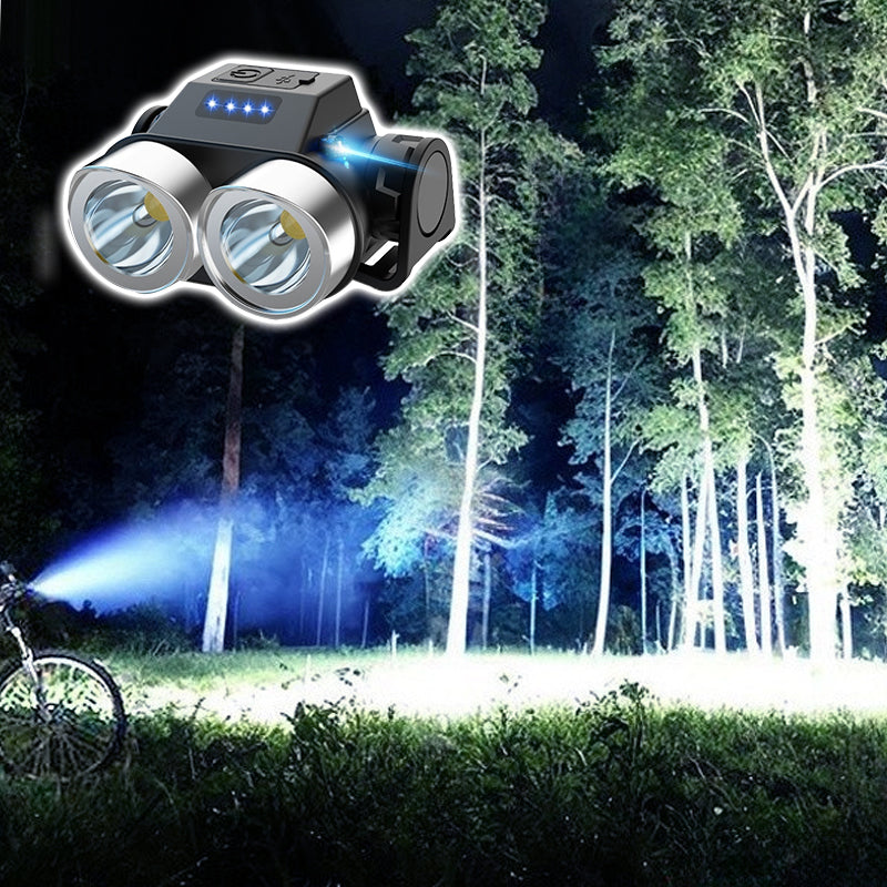 Bärbar utomhus med dubbelt huvud och superstark LED-cykellampa