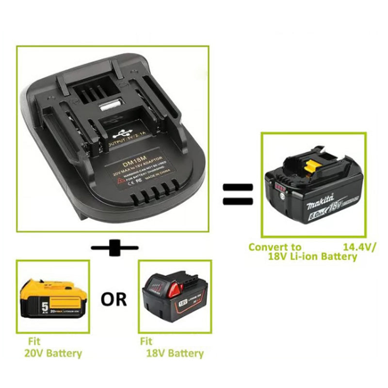 Litiumbatteriadapter för 18V batteriverktyg