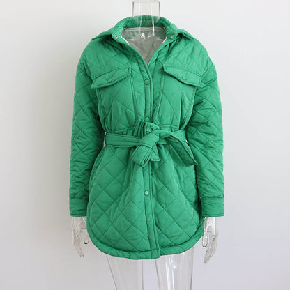 Women's Quilted Lightweight Insulation Jacket with Belt